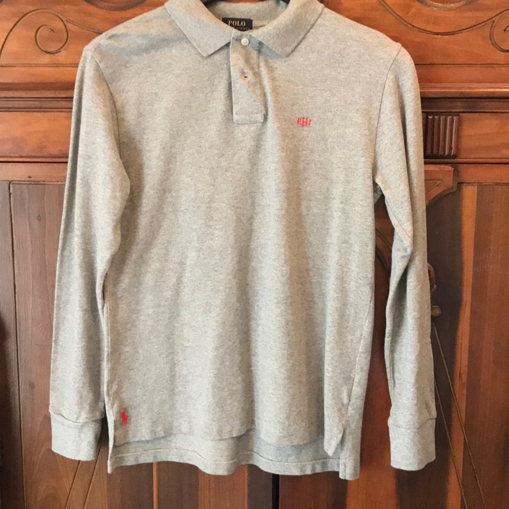 Polo, Gray, Longsl, Boys 14-16, monogrammed HJH